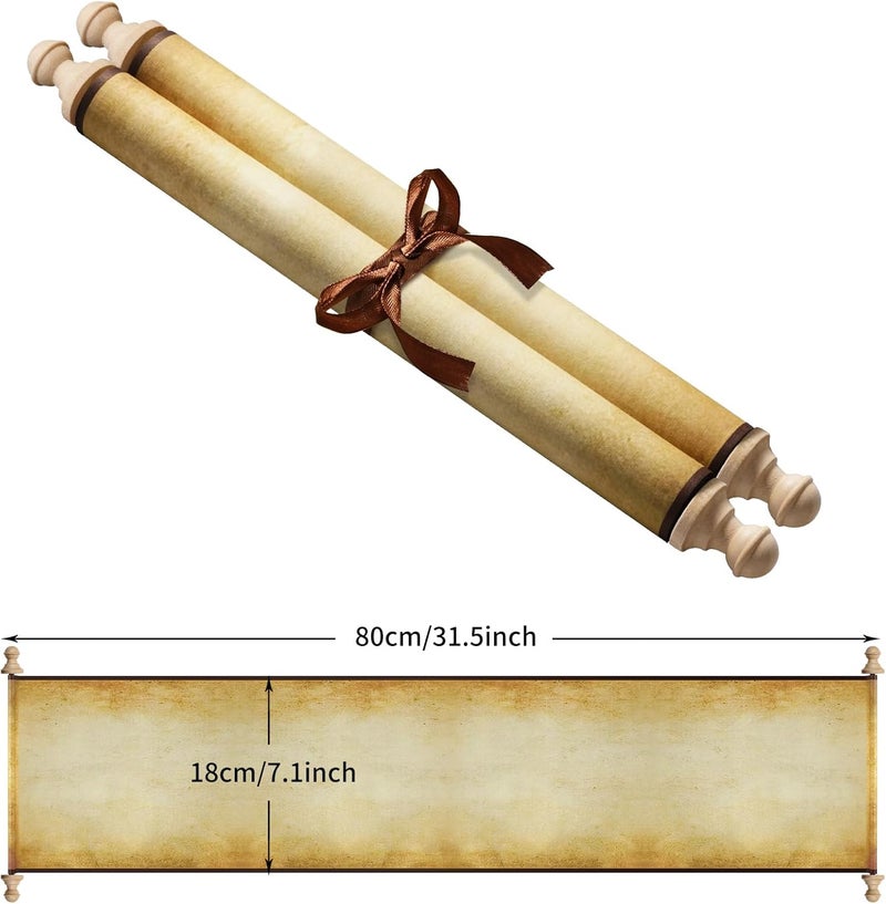Makevivi 1 PCS Blank Scrolls Paper with Wood Rods, for Naughty or Nice List, Writing, Wedding Vows, Invitation, Love Letter, Cosplay Prop, Renaissance, 7.1 x 31.5 inches (style1) - Image 2